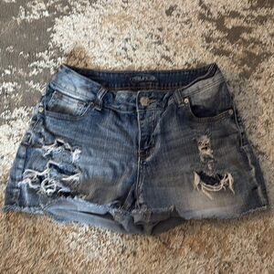 Maurices Blue Distressed Jean Shorts